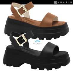 Sandália Ramarim Feminina Flatform Tratorada Conforto Original