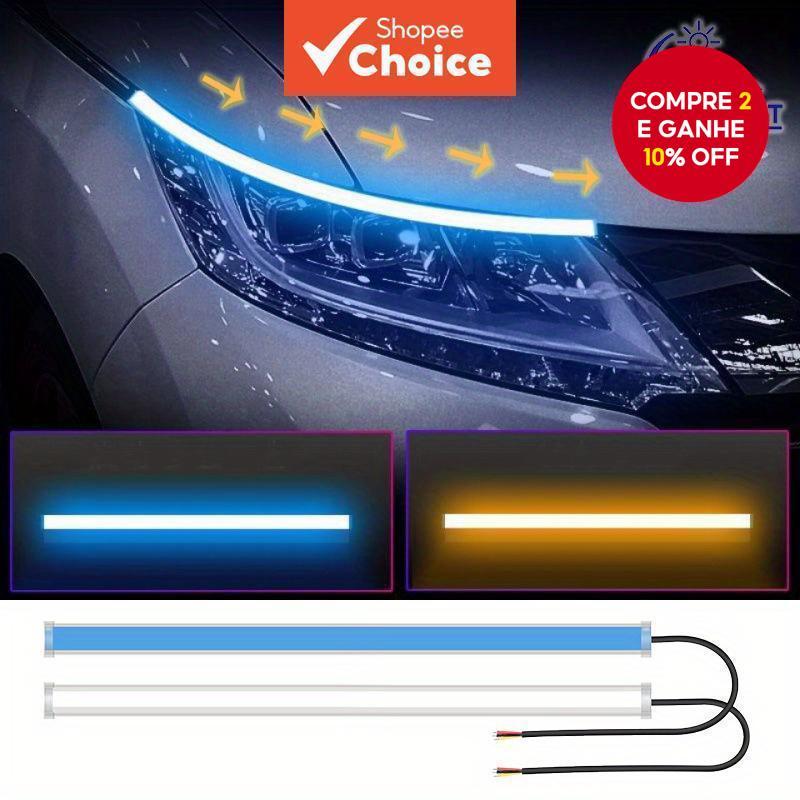2PCS Luz de Sinalização para Carro, Luzes DRL Lateral, Faixa de LED, Acessórios para Carros, Decoração Automotiva