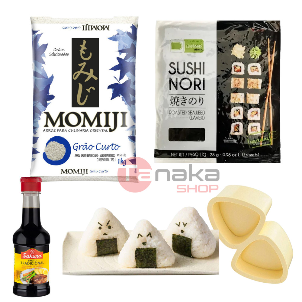 KIT ONIGUIRI - FORMA DUPLA - NORI  SHOYU ARROZ GRÃO CURTO em Oferta na Shopee