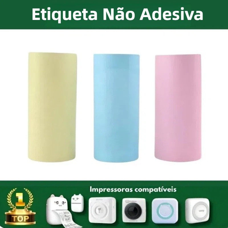 Bobina Térmica Não Adesiva 57x30mm Branco/Azul/Rosa Rolo Para Mini Impressora Portátil a Prova De Água