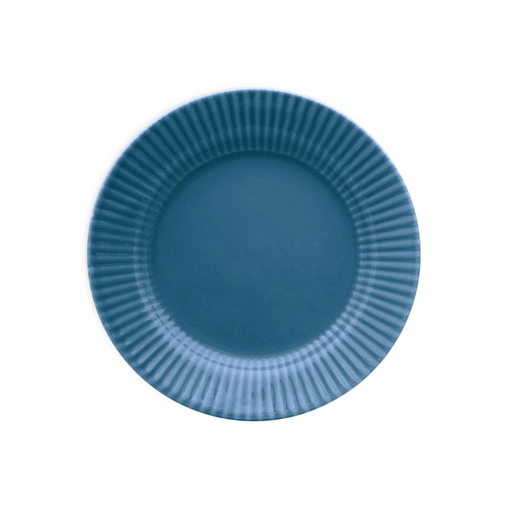 Prato Raso Cerâmica 24cm Canelé Azul Biona