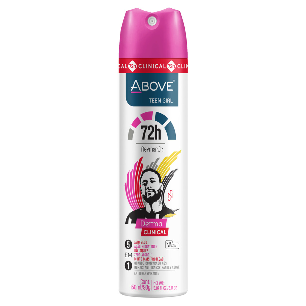 Desodorante Derma Clinical Above Teen Girl Neymar Jr. 150ml Proteção Intensa e Frescor Duradouro