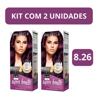 Kit com 2 Tintura Super Bonita Probelle Marsala 8.26 - Coloração Cremosa com Brilho e Maciez em Oferta na Shopee