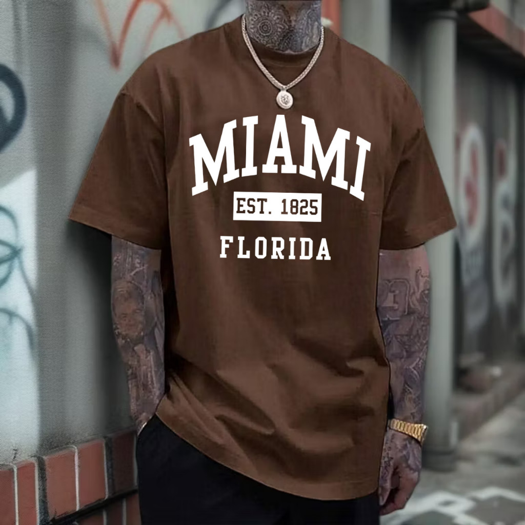 Camiseta Streetwear Oversized Estampado Miami Florida Camisa 100% Algodão Premium P ao GG Tendencia
