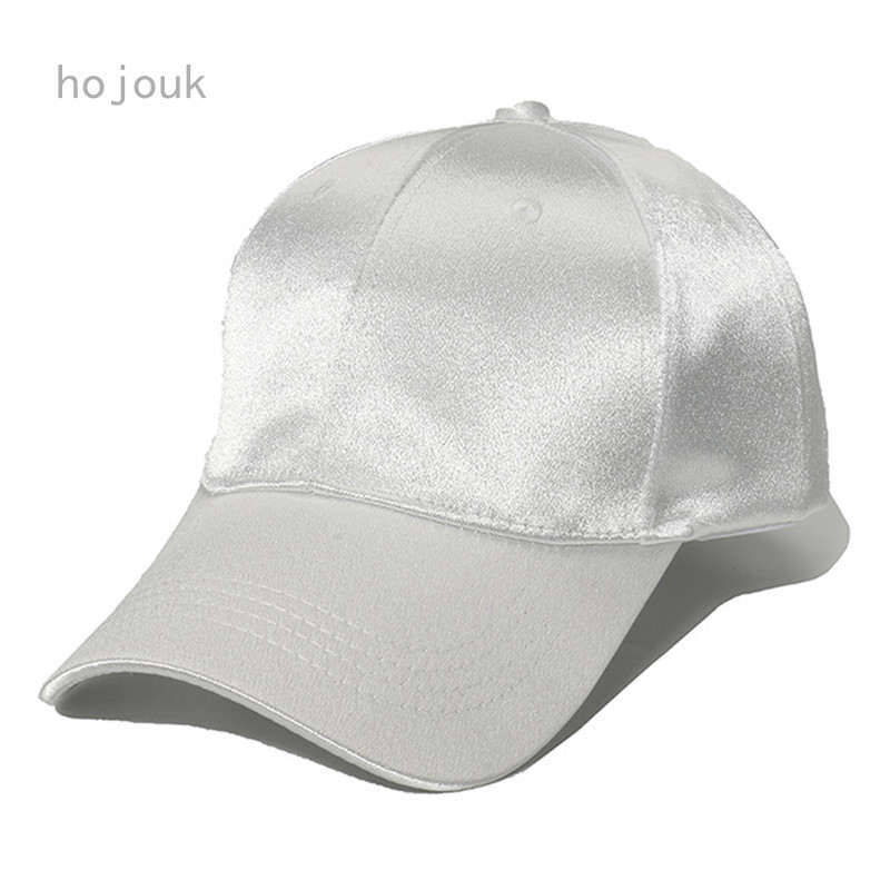 Hojouk Chapéu Esportivo Brilhante Em Branco Liso Cetim Bonés De Beisebol Unissex Snapback Chapéus Aba Curva Casual Cor S