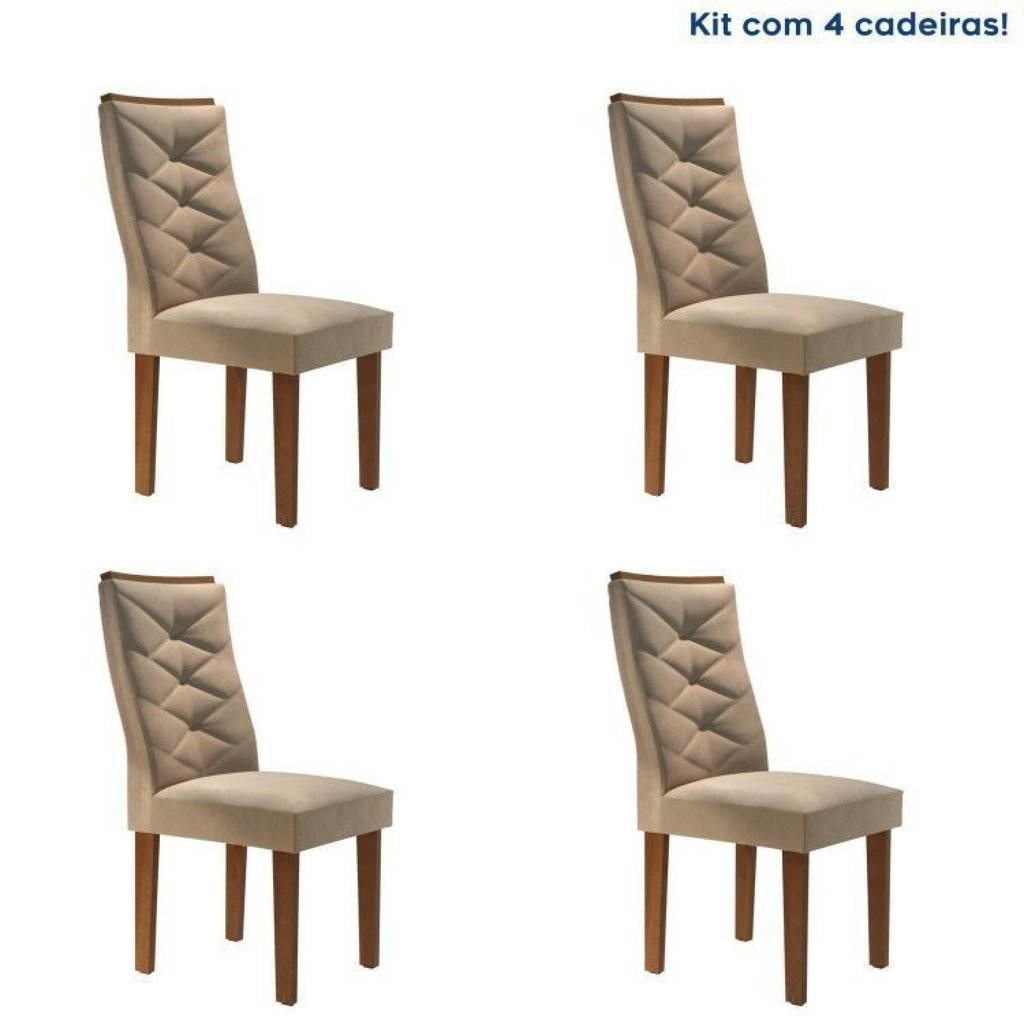 Conjunto 4 Cadeiras para Sala de Jantar Germany Chocolate