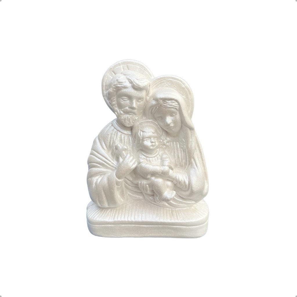 Kit 50 Sagrada Família 12cm Lembrancinha de Casamento e Batizado Branca Perolada