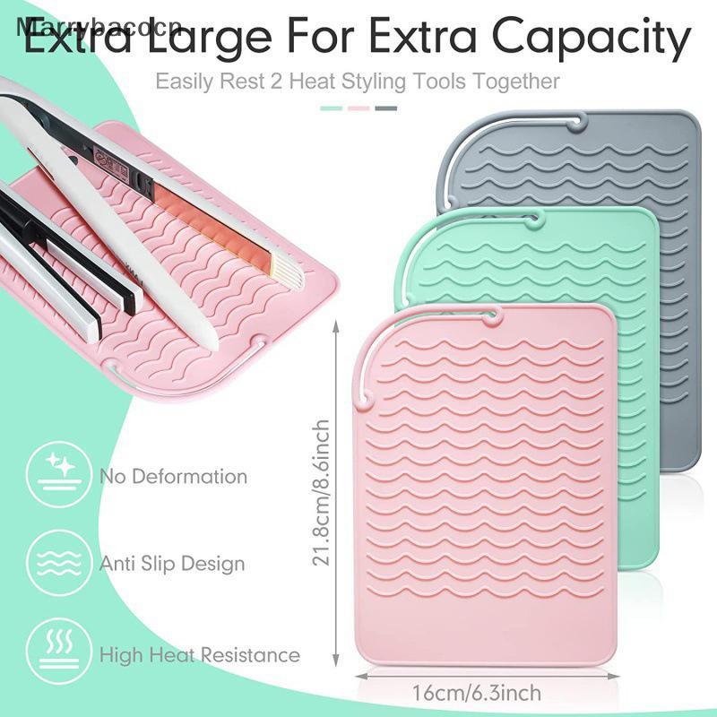 [MAR] Multifuncional Silicone Tapete De Isolamento De Almofada Resistente Ao Calor Para Alisador Cabelo Curling Sti Curl