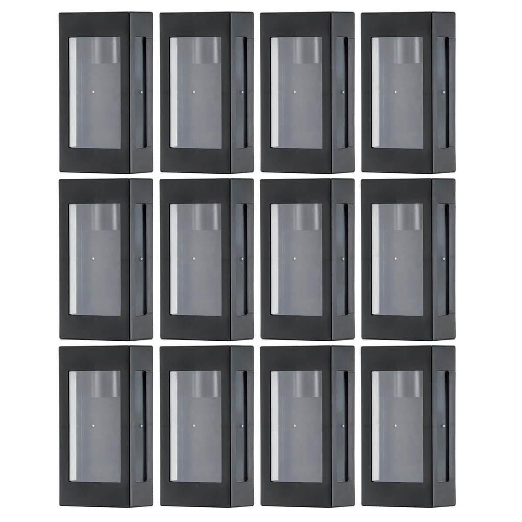 Kit 12 Luminárias de Parede Arandelas Externas Prime Pretas Bivolt Jardim Fachada Muro Dital