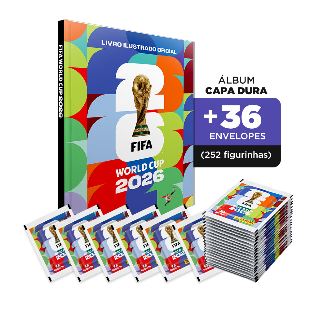 Capa Dura+36 Envelopes (252 Figurinhas) Álbum Copa do Mundo 2026 Oficial - Capa Dura Colorida