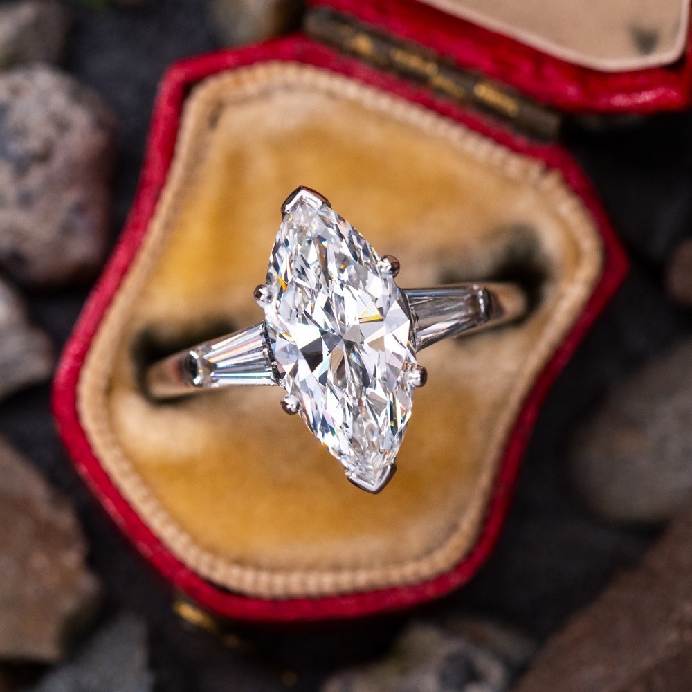 Anel de zircão olho de cavalo embutido para banquete europeu americano simulação criativa anel de diamante anel de noiva