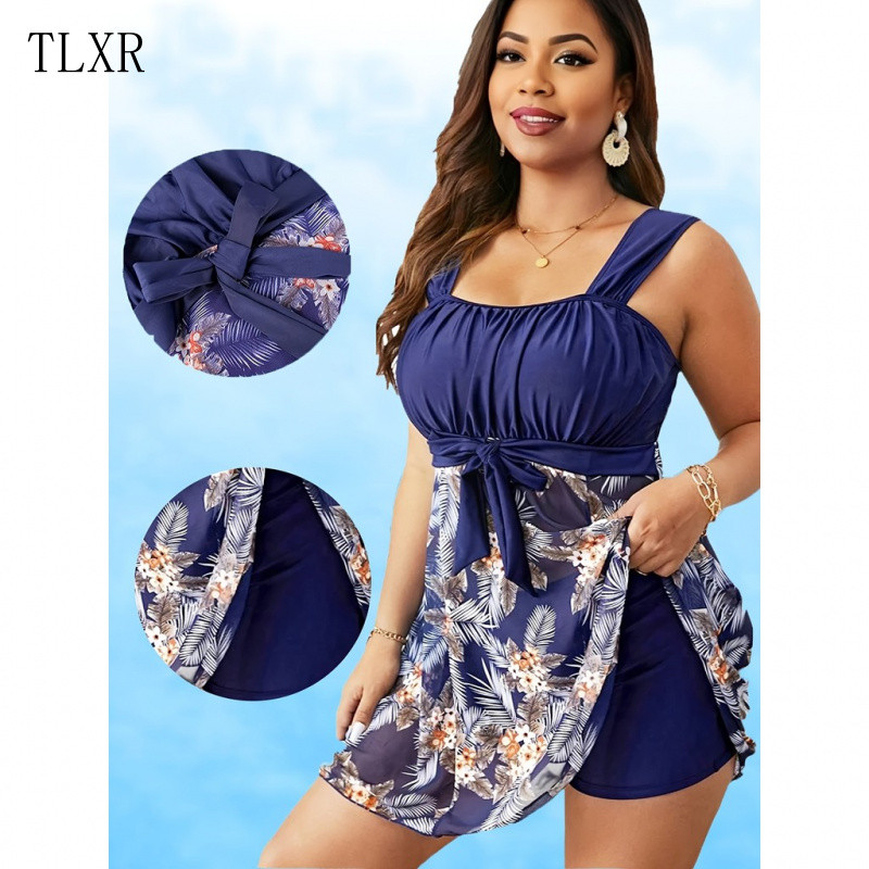 Conjunto de Biquíni Estampado Plus Size para Mulheres, Design Moderno e Ousado QL532