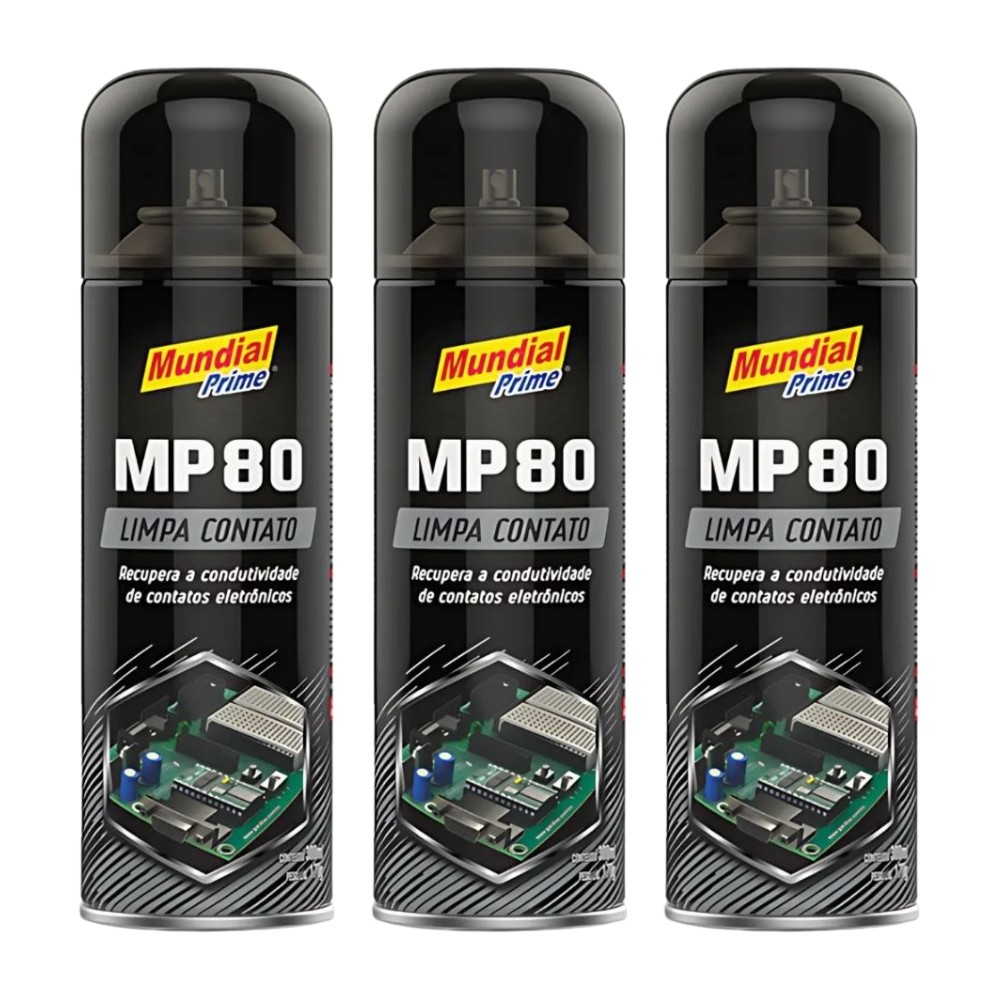 Kit 3 Limpa Contato Elétrico MP80 Spray 300mL Mundial Prime