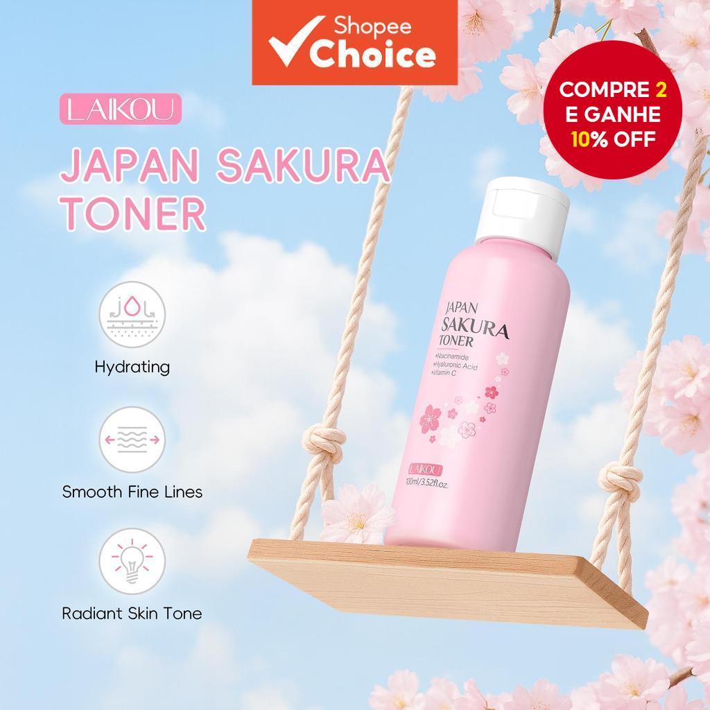 LAIKOU Sakura Face Toner Cherry Blossoms Nutritivo Reduz Manchas Rejuvenescedor Firmador (100ml)