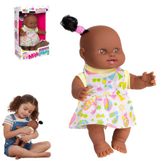 Boneca Coleção Milkinha Negra 20cm Fofinha Corpo Vinil Bebe em Oferta na Shopee