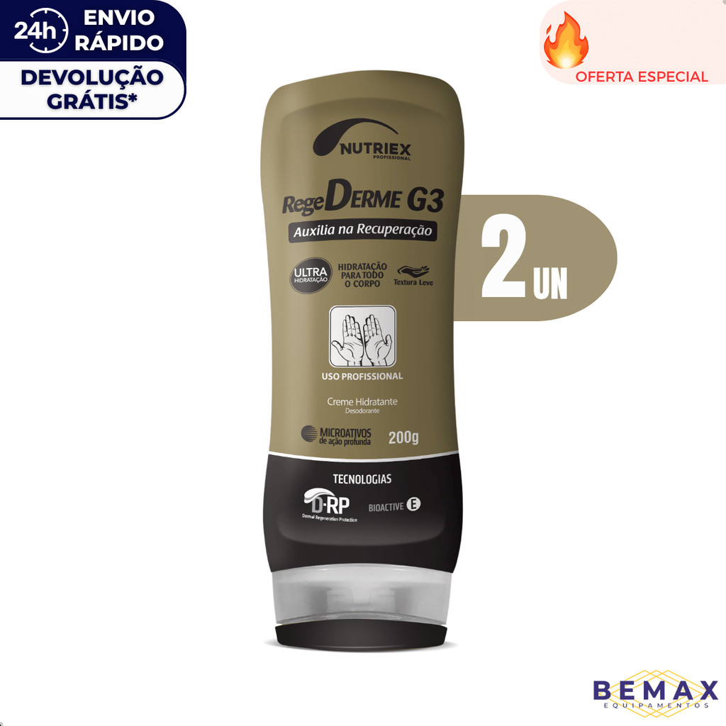 Kit 2 Creme Regederme G3 Ultra Hidratante Nutriex 200g Desodorante Proteção Recuperação Pele Seca