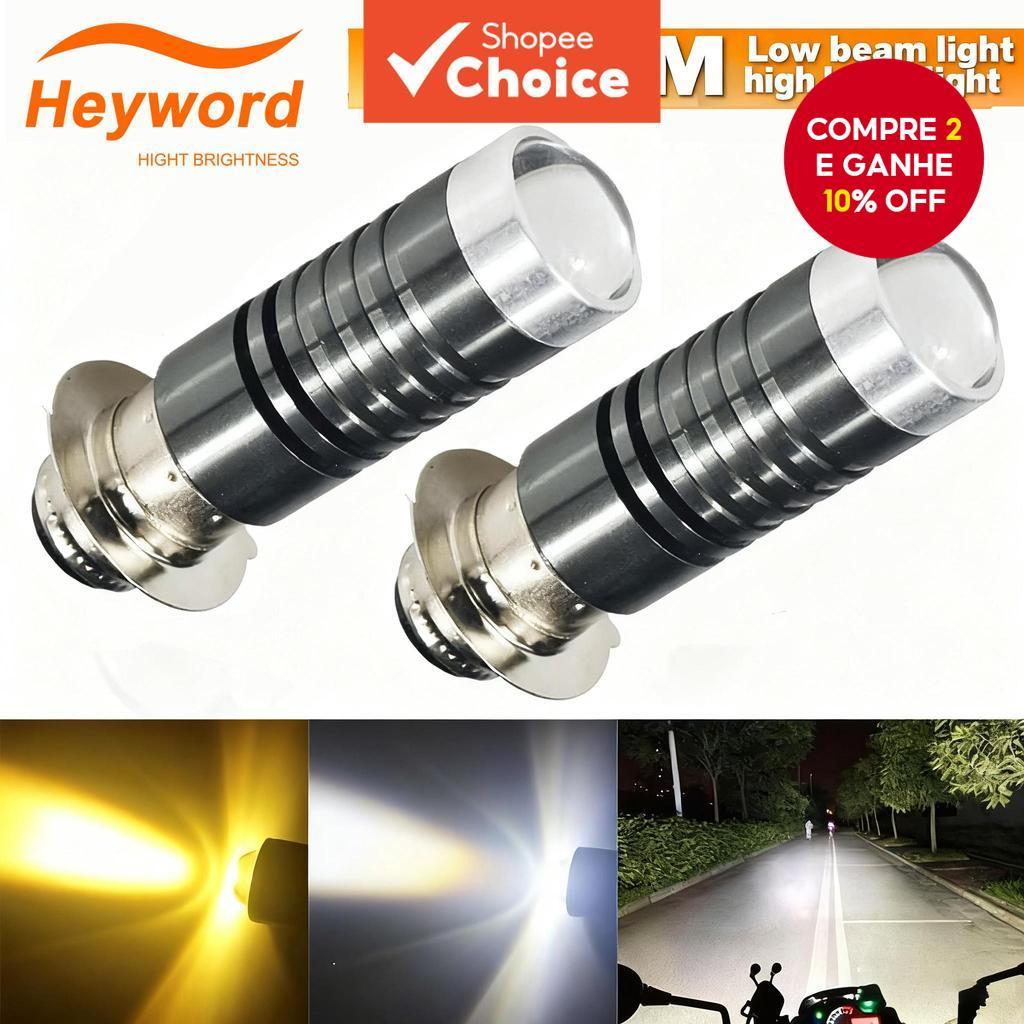 Heyword H4 P15D LED Farol De Motocicleta De Cor Dupla 3000K/6000K Refletor Auxiliar 12V Acessórios Para Moto em Oferta na Shopee