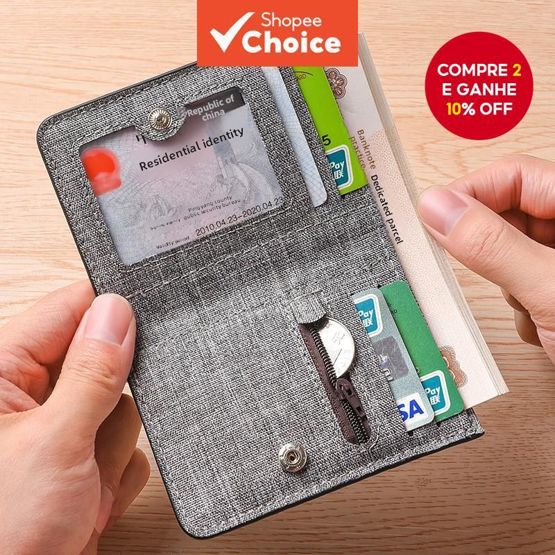 Carteira De Lona Vertical Minimalista Masculina – Compartimentos Para Vários Cartões , Ultrafina , Dobrável , Estilo Est