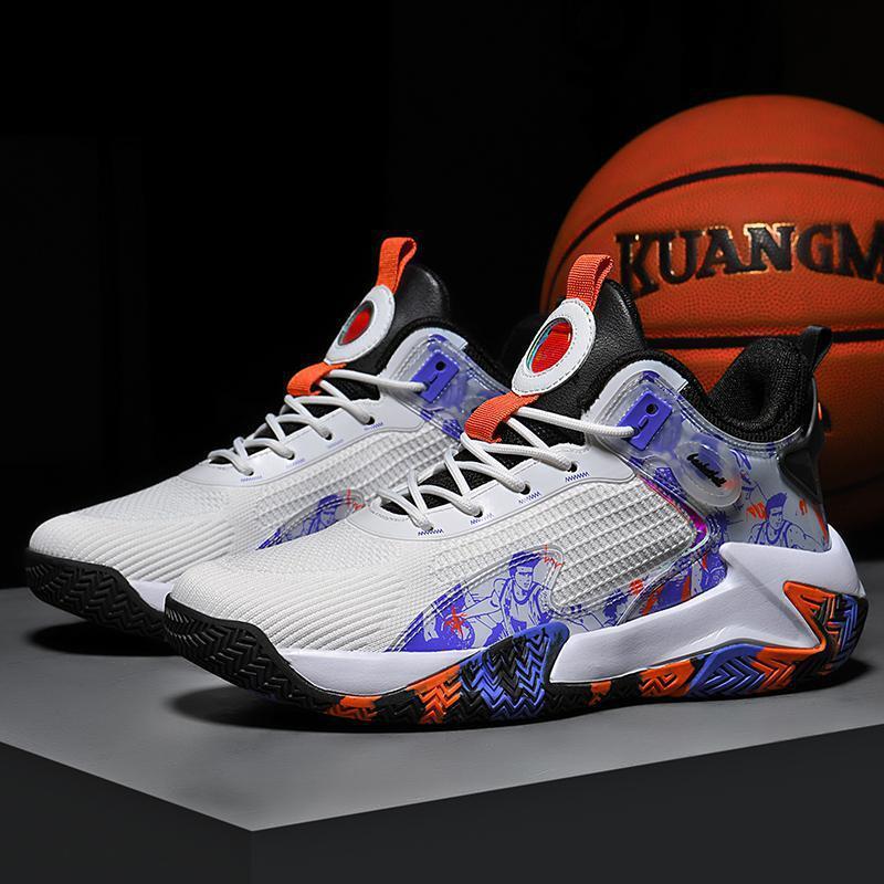 Tênis de basquete masculino tamanho grande sola de borracha antiderrapante resistente ao desgaste tênis masculino voando