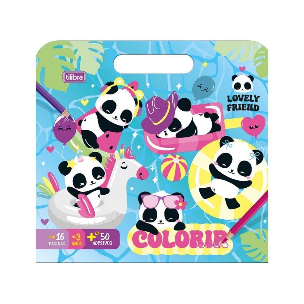 Folha para Colorir Lovely Friend Panda + 50?Adesivos - 8?Folhas - Tilibra