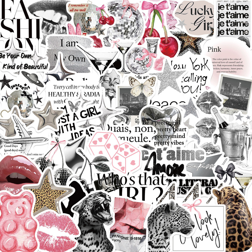 50 Peças Adesivos Vintage Prateados Da Série Lucky Girl-Decalques À Prova D'água De PVC Para Skate E Capa De Telefone De em Oferta na Shopee