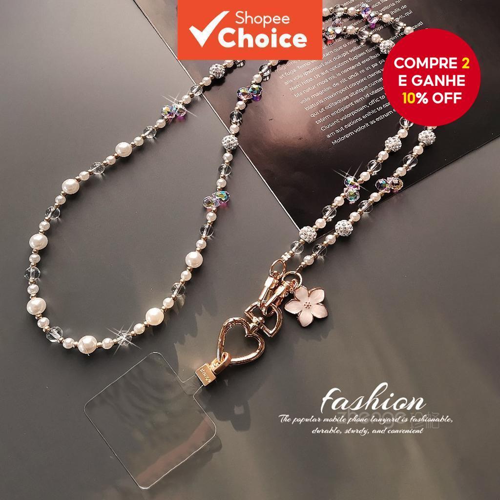 Cordão De Telefone Anti-Perda De Cristal Acessório Essencial Para Viagem Ao Ar Livre
