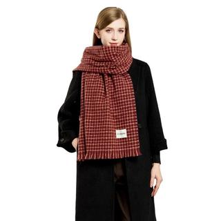 Cachecol pequeno xadrez vintage, cachecol de inverno quente para o pescoço, modelo feminino - *-&*--&*&&&****-&*&&&&&