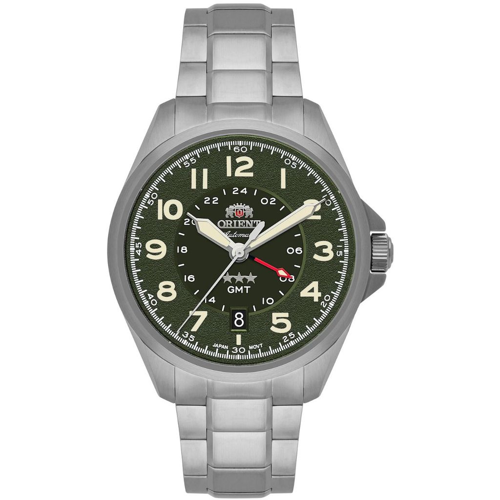 Relógio Masculino Orient Sport Land GMT Automático 3 Stars NH3SS017E2SX Pulseira Metal Prata