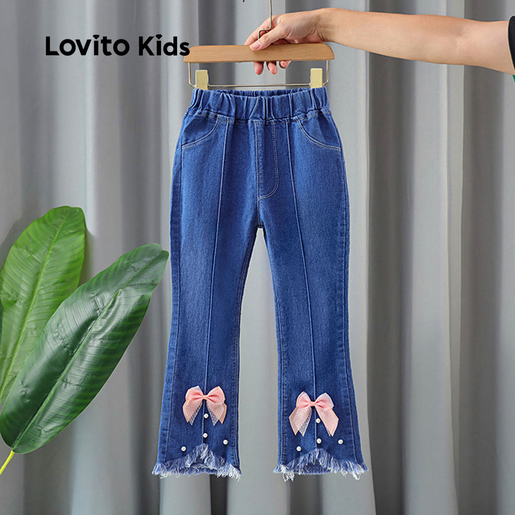 Lovito Kids Jeans Fofos Apliques Primavera/verão Jeans Rosa para Menina LNL128031 em Oferta na Shopee
