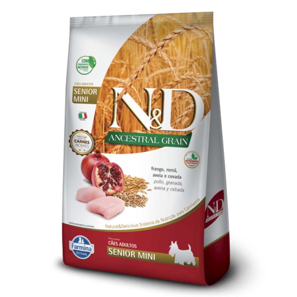 Ração N&D Ancestral Grain para Cães sênior mini frango e romã 2,5kg