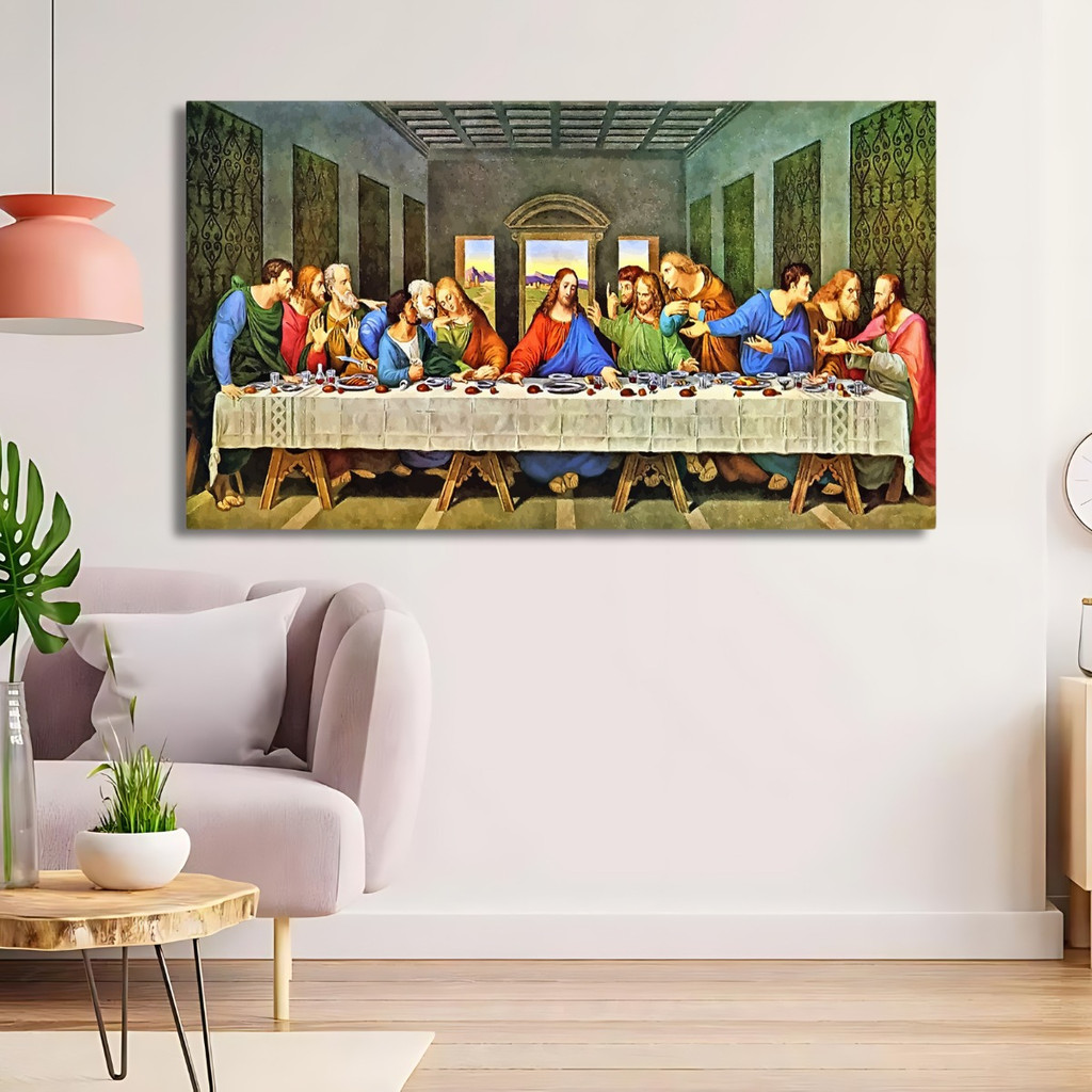 Quadro Ultima Ceia Grande 60x90 Cores Mais Vivas Tela Tecido