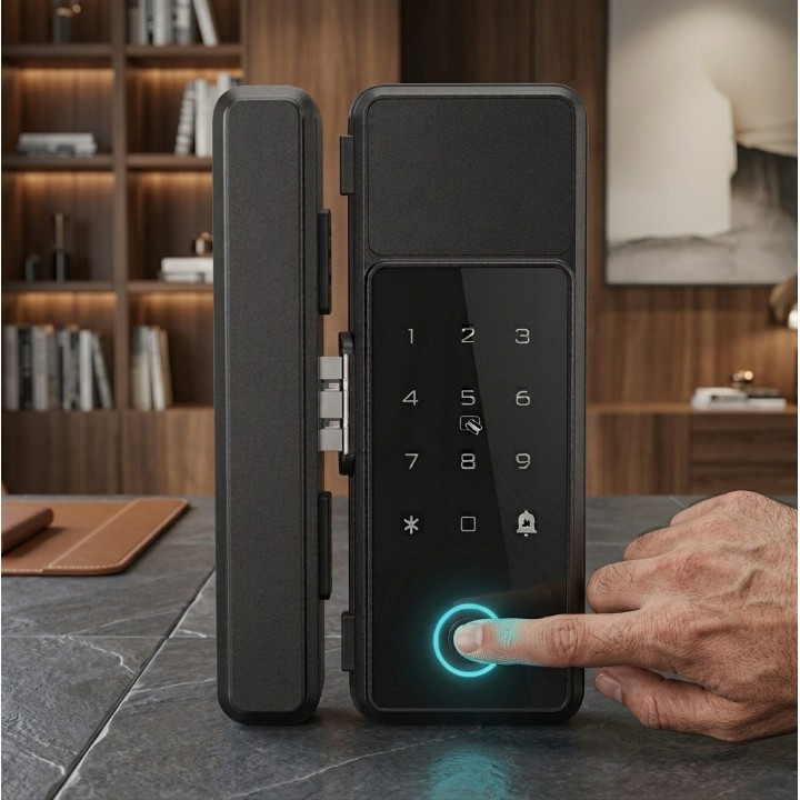 Fechadura Digital Biométrica Senha Teclado Iluminado Para Porta Madeira Apartamento Residencial VisionTech_ — imagem 2 de 2