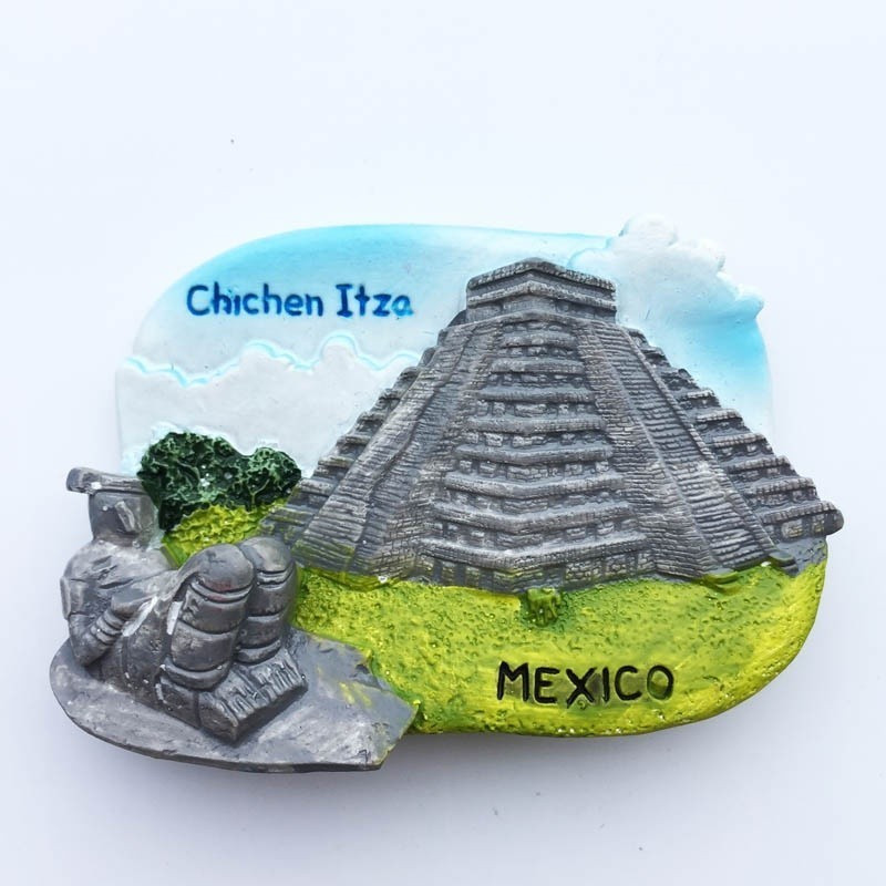 Sítio da Civilização Maia - Cidade Antiga de Chichen Itza no México, Ímã de Geladeira 3D em Resina, Souvenir Criativo Fe