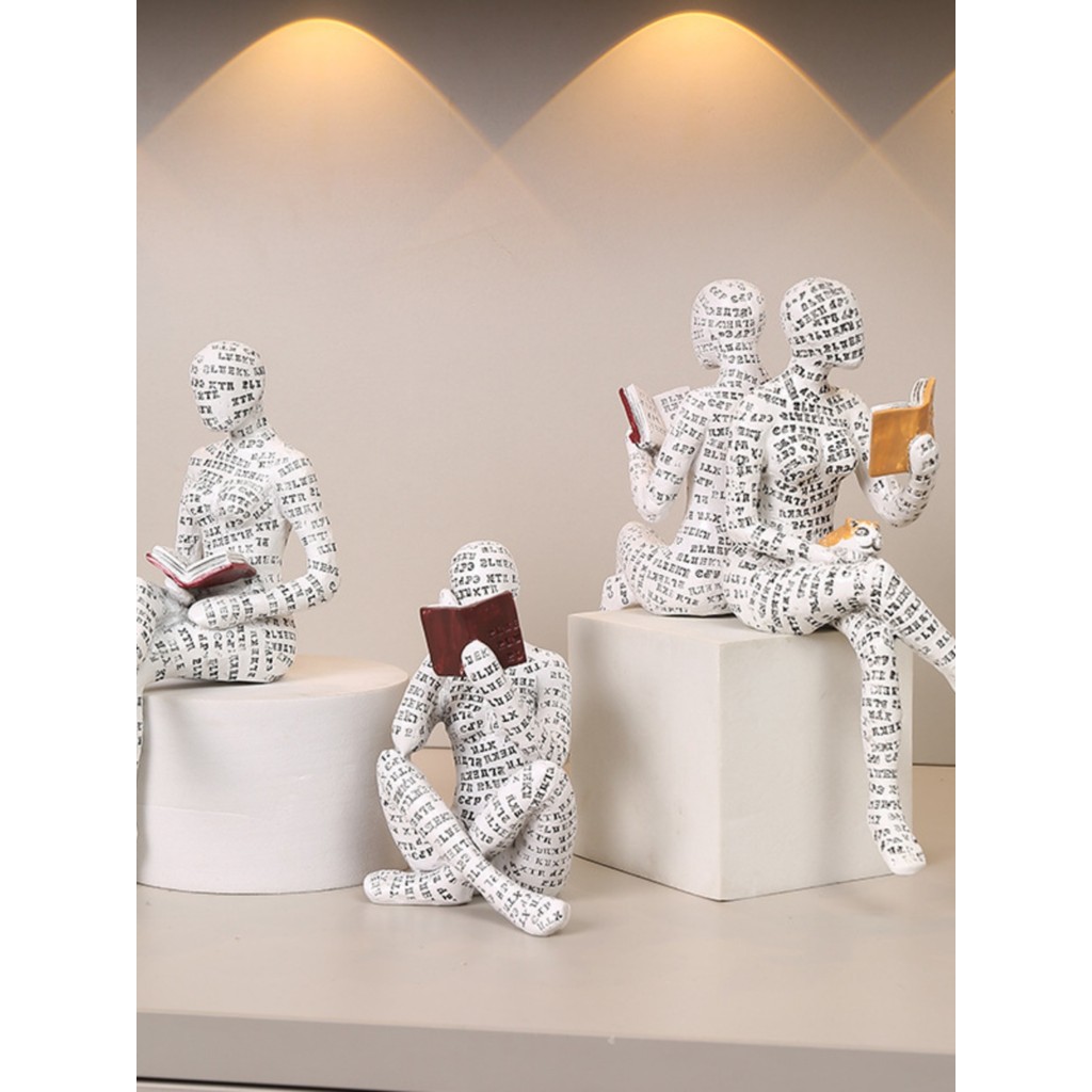 Arte criativa personagem leitura mulher decoração biblioteca estudo leitura sala decoração senhoras mesa decoração