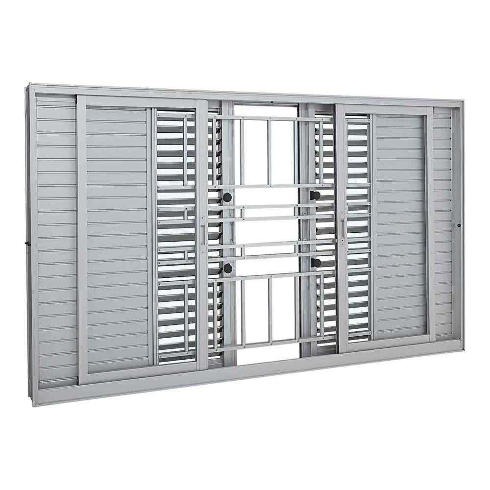 Janela Veneziana Multiflex Grade Classic em Alumínio 120 x 150 x 14 cm 6 Folhas Aluminium Sasazaki