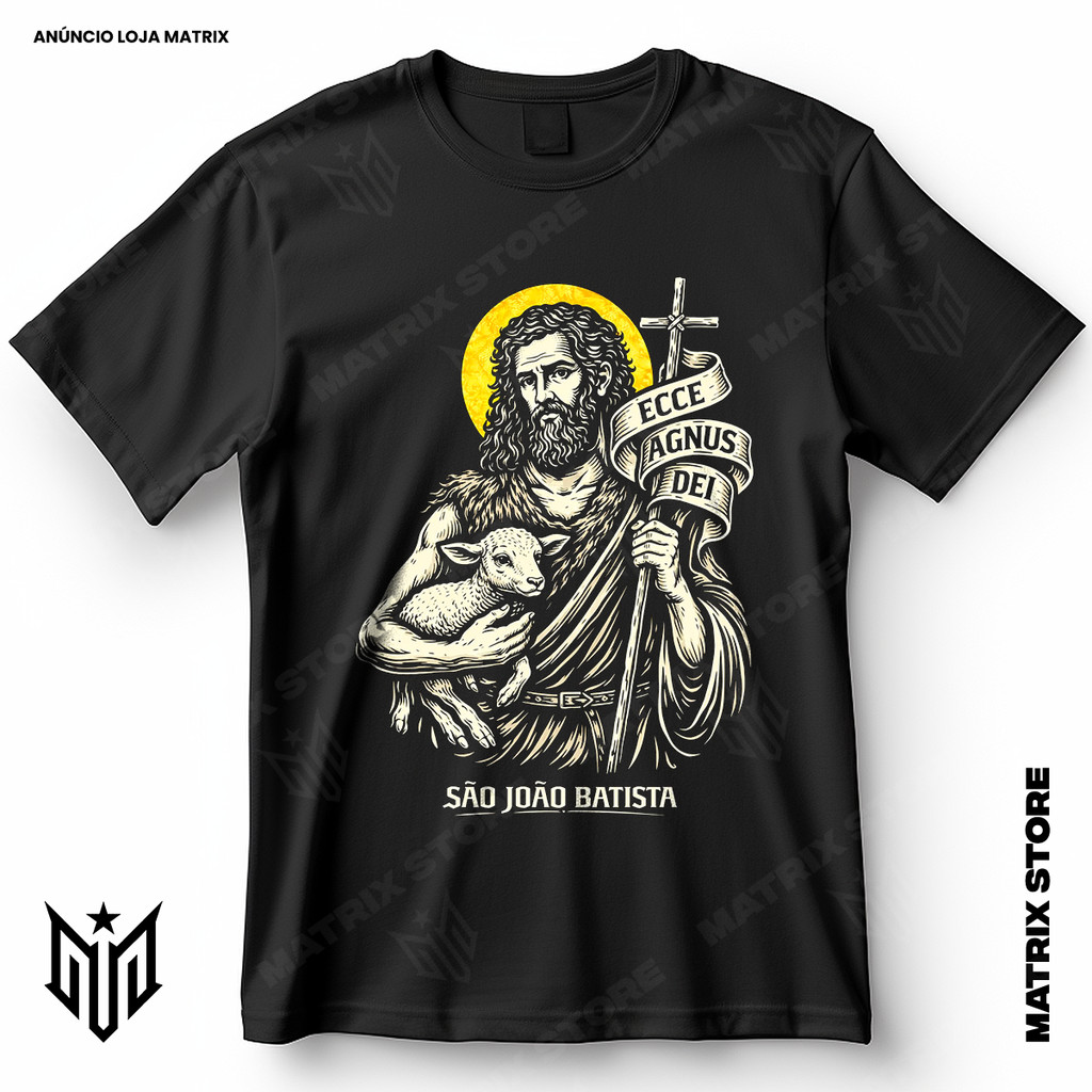 Camisa Santo São João Batista Festa Junina Blusa Camiseta Religião Católica 100% Algodão