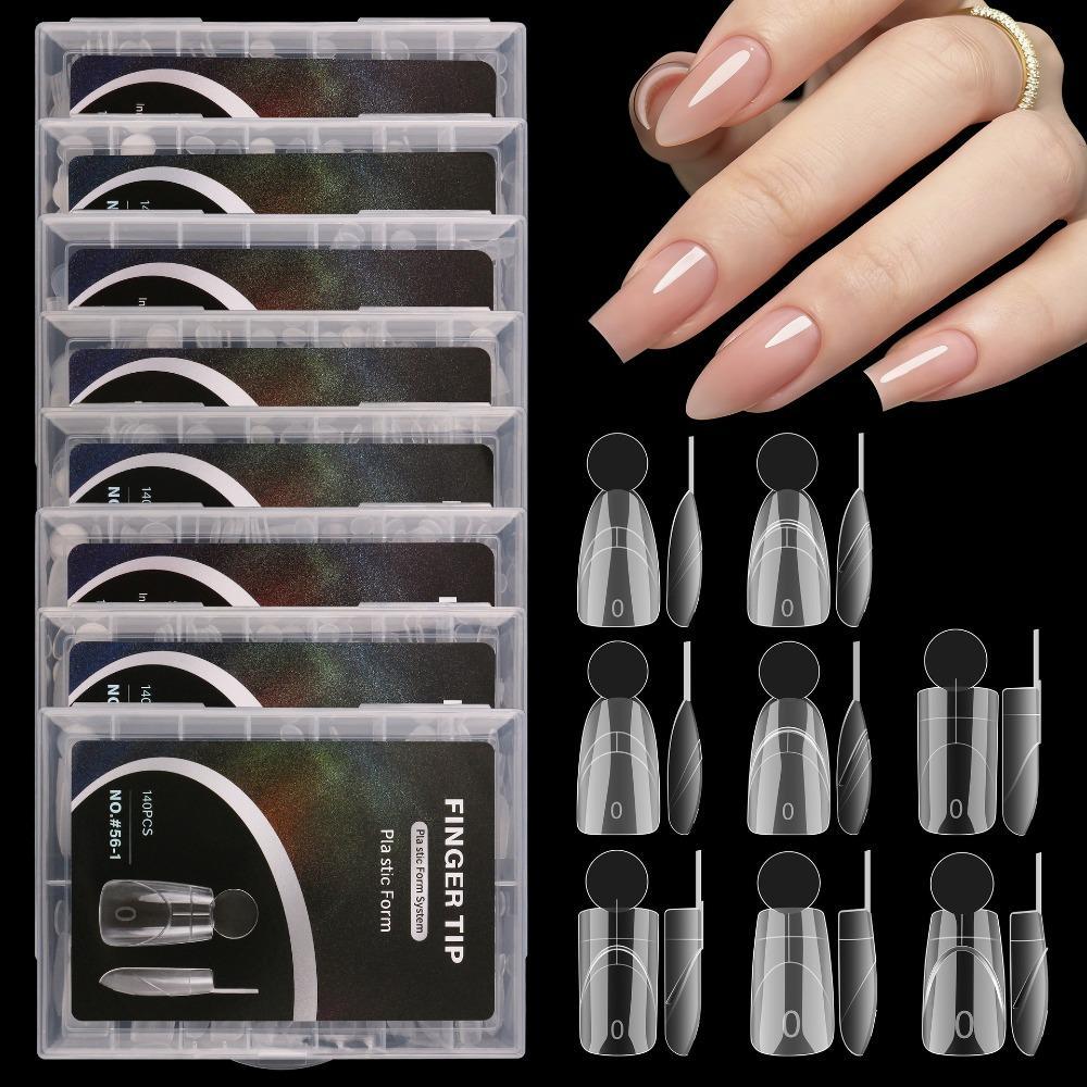 MIBEAUTY 140 Pcs Moldes De Unhas Duplas De Cobertura Completa , Extensão Rápida 14 Tamanhos De Formas Francesas , Reutil — imagem 2 de 2