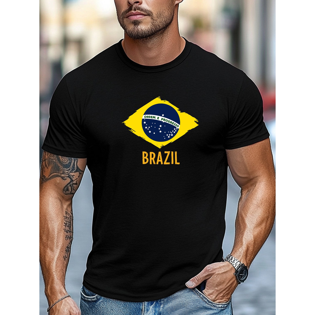 Camiseta Camisa Seleção Brasileira Brasil Bandeira 100% Algodao Unissex