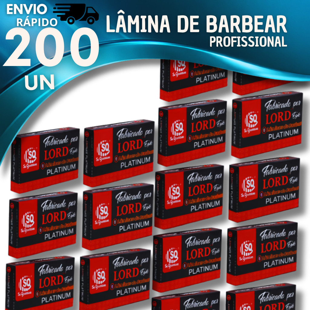 Conjunto 200 Lâminas Lord Platinum Para Barbeiros Profissional  Gillette Aço Inox Durável Utilidades