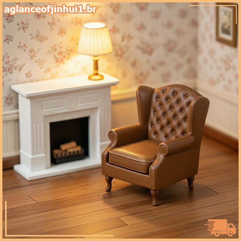 [AGBR] Conjunto De Sofá Retrô Em Miniatura Escala De Casa De Bonecas 1 : 12 , Cadeira Americana Para Interior Do Modelo 