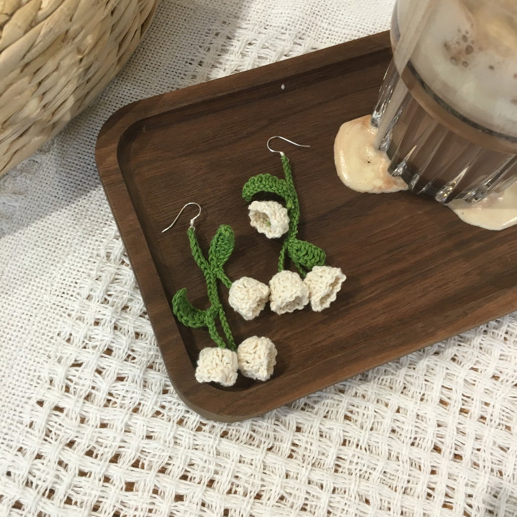 [ONEBLUE] Original feito à mão ouriço do mar grande irmão lã crochê Lin orquídea vento carrilhão flor orelha gancho clip