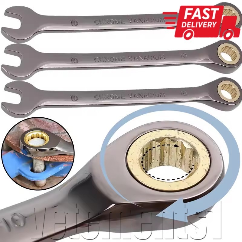 [Frete Grátis] Chave Inglesa De Reparo Mecânico-Combinada De Catraca De 72 Dentes De Aço Ajustável Desmontagem De Peças