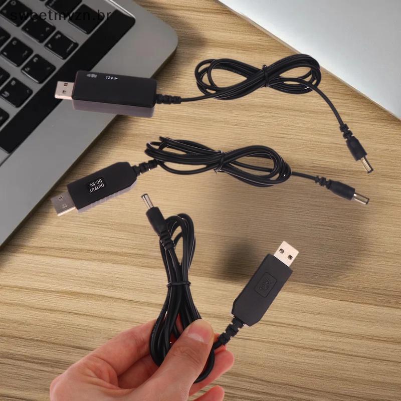 sweetmvzn 1 Conjunto DC 5V A 12V Cabo USB Conversor De Impulso Step-up Para Roteador Wi-Fi Modem Ventilador 5.5 * 2.1mm 