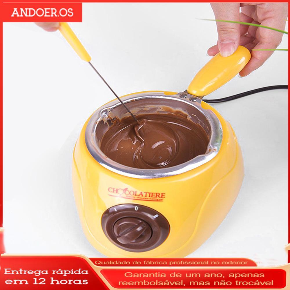 Pote para derreter chocolate, fabricante quente com moldes de espátula, 10 palitos de madeira