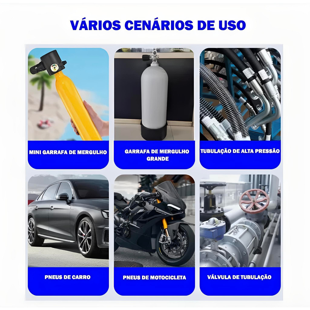 Bomba PCP Manual 300BAR 4500PSI Alta Pressão com Filtro de Ar e Base Dobrável — imagem 2 de 2