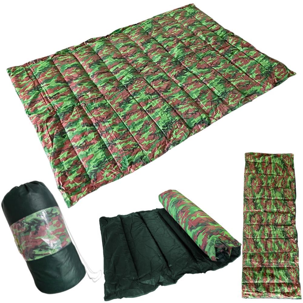 Colchonete Dobrável Casal Camuflado Verde Camping, Trilha e Pesca