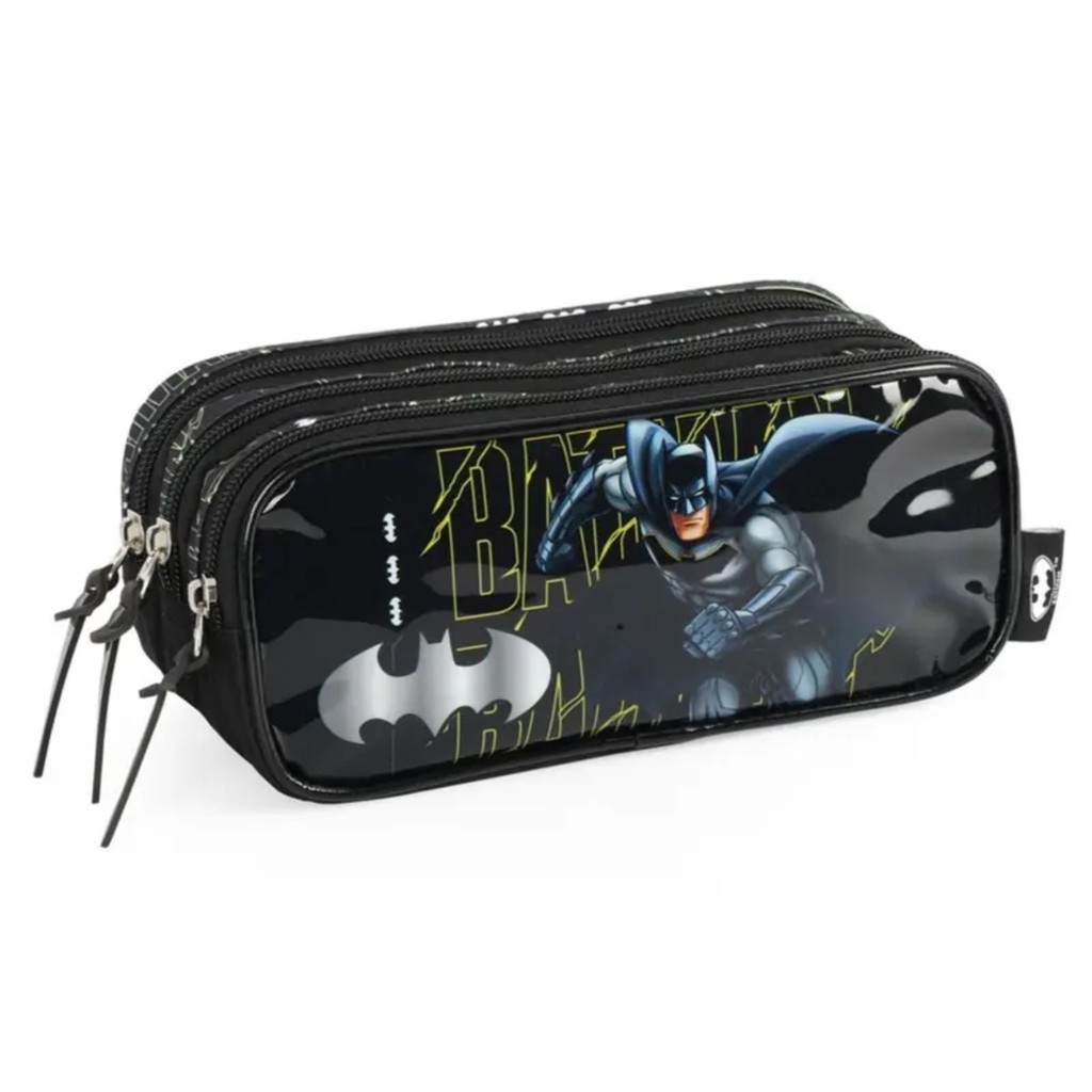 Estojo Escolar 3 Compartimentos Batman Preto