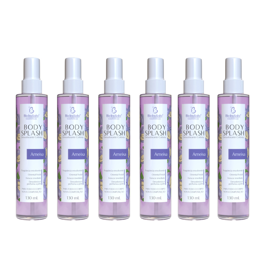 Kit 6 Body Splash Ameixa 130ml Desodorante Bio Instinto