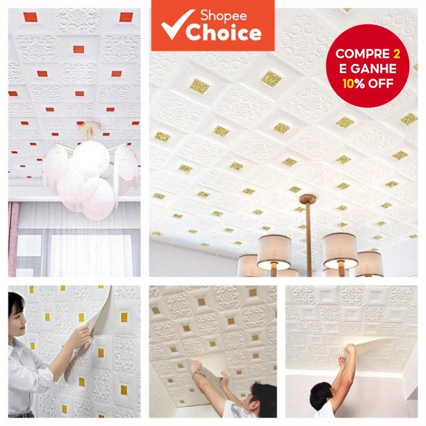 10 Unidades De Adesivos De Parede De Teto Autoadesivos 3D À Prova D'água Para Decoração De Quarto