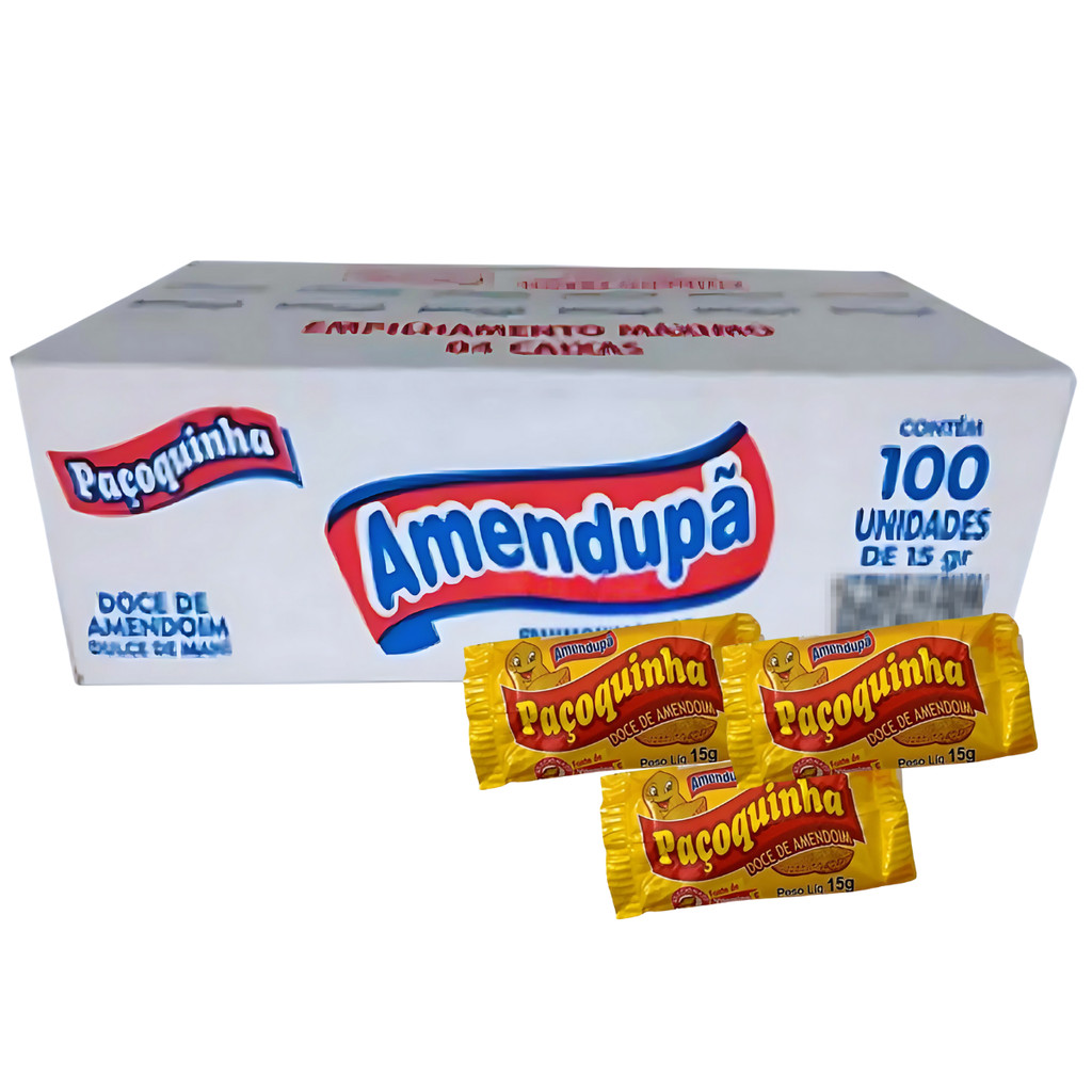 Paçoca Clássica Rolha Amendupã  Caixa 100 Unidades em Oferta na Shopee